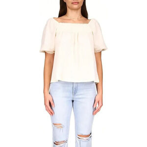 Sanctuary Women's Small Ivory Square Neck Puff Sleeve Blouse Casual‎ Spring Top
